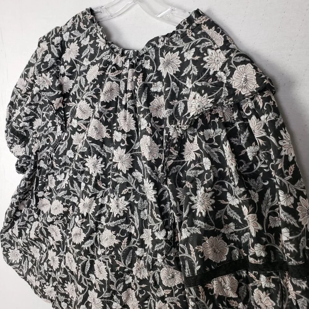 Angels Forever Young Peasant Blouse Top Floral Print Boho Cotton size 3X Resort - Picture 9 of 12